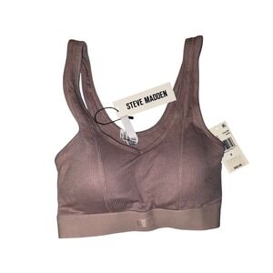 Steve Madden Ribbed Seamless Bra Comfort Stretch‎ Activewear, Bark, Size S, NWT